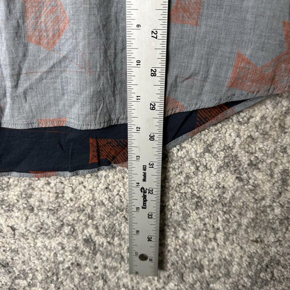 Billy Reid‎ Shirt Mens XL Gray Red Slim Made Italy Geometric Print Short Sleeve - Picture 3 of 6